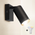 Brilagi - LED RGBW dimmbarer Wand-Spot mit Schalter SELE 1xGU10/4,8W/230V 3000K schwarz/gold + Fernbedienung