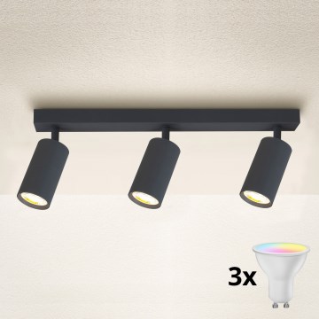 Brilagi - LED RGBW dimmbares Einbau-Spot SELE 3xGU10/4,8W/230V 3000K Anthrazit + Fernbedienung