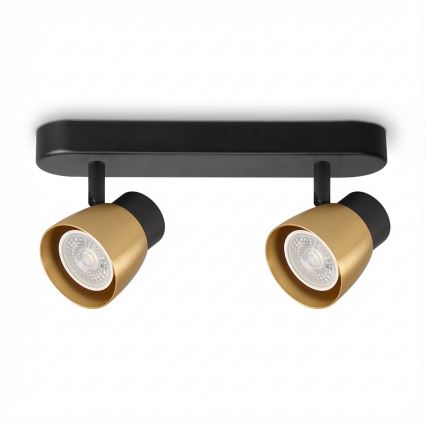 Brilagi - LED RGBW dimmbarer Deckenspot NUGGET 2xGU10/6W/230V 3000K schwarz/gold + Fernbedienung