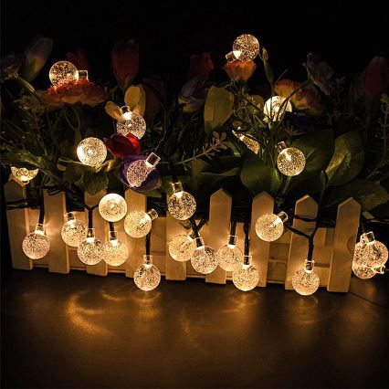 Brilagi - LED Solar-Dekorationskette BUBBLE 50xLED/8 Funktionen 7m IP65 warmweiß 600 mAh