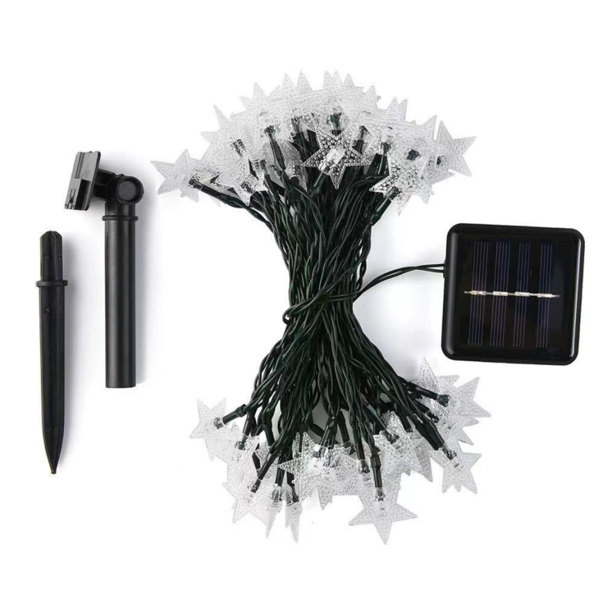 Brilagi - LED Solar-Dekorationslichterkette STARS 50xLED/8 Funktionen 7m IP65 warmweiß 600 mAh
