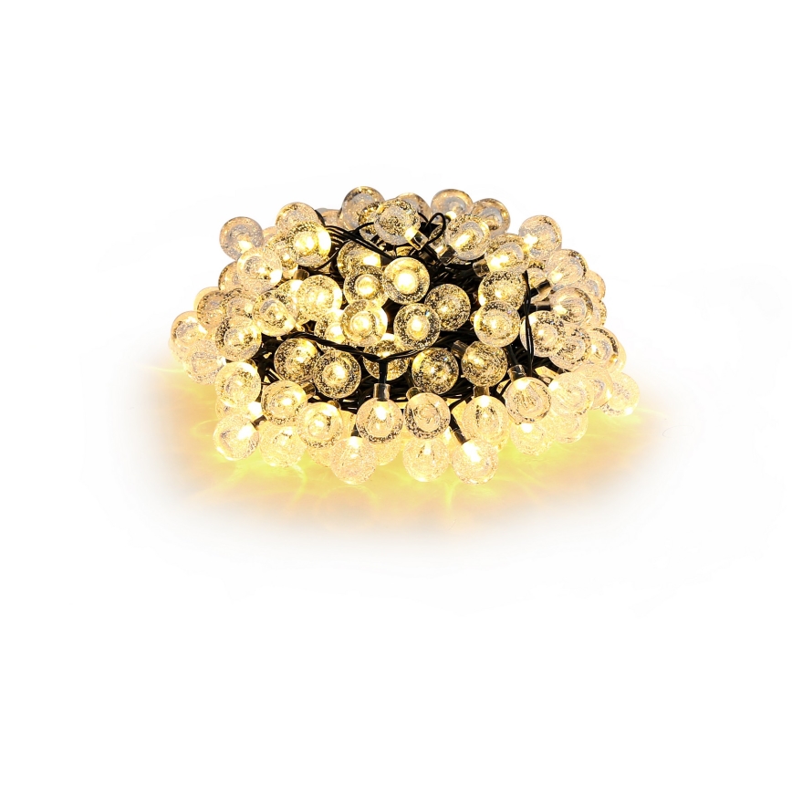 Brilagi - LED-Solar-Deko-Lichterkette BUBBLE, 100 LEDs / 8 Funktionen, 10 m, IP65, warmweiß, 600 mAh