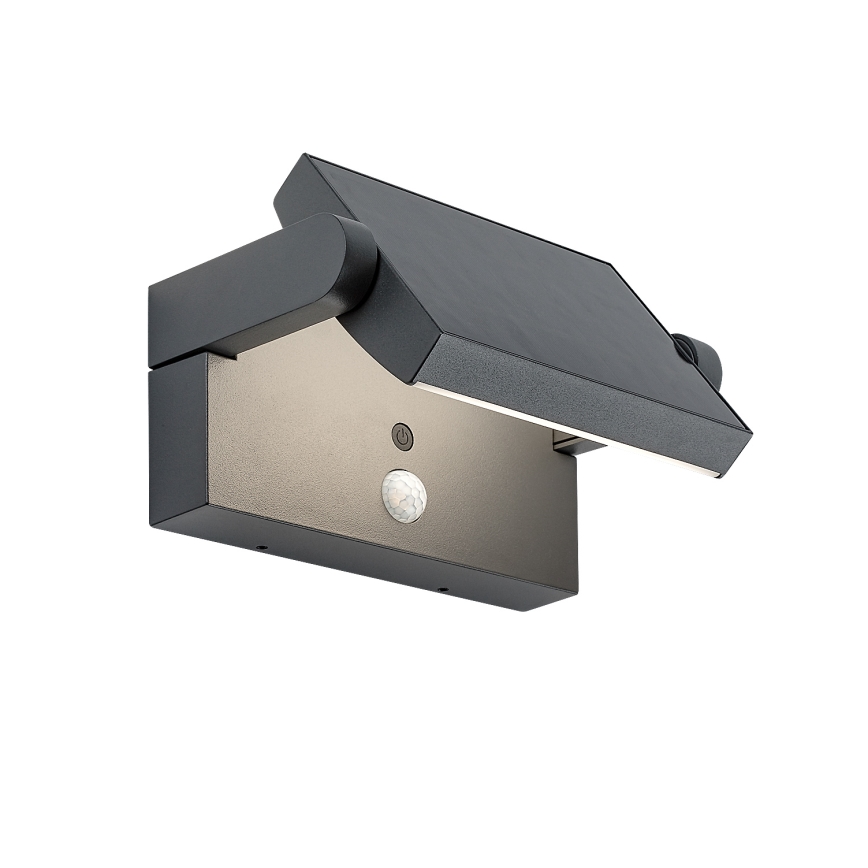 Brilagi - LED Solar-Wandleuchte mit Bewegungs- und Dämmerungssensor ANKLE LED/10W/3,7V 3000 mAh 3000K IP65 Anthrazit