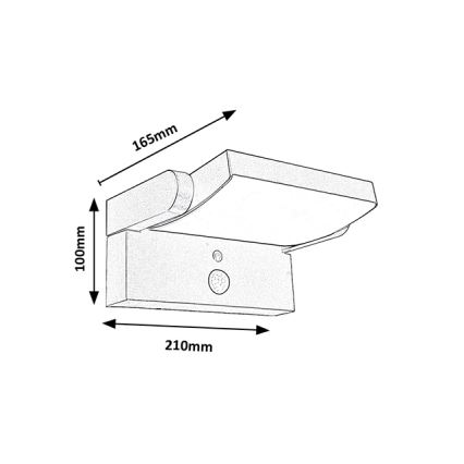Brilagi - LED Solar-Wandleuchte mit Bewegungs- und Dämmerungssensor ANKLE LED/10W/3,7V 3000 mAh 4000K IP65 Anthrazit