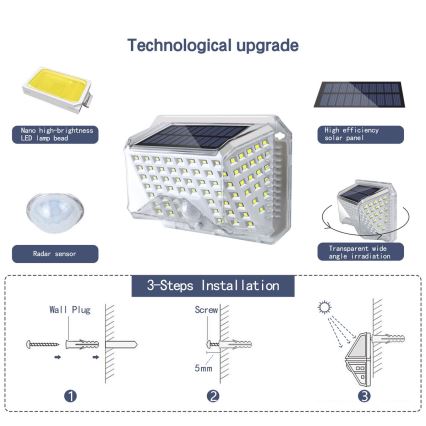 Brilagi - LED Solar-Wandleuchte mit Bewegungs- und Dämmerungssensor WALLIE LED/4W/5,5V 1200 mAh 6500K IP64 silber