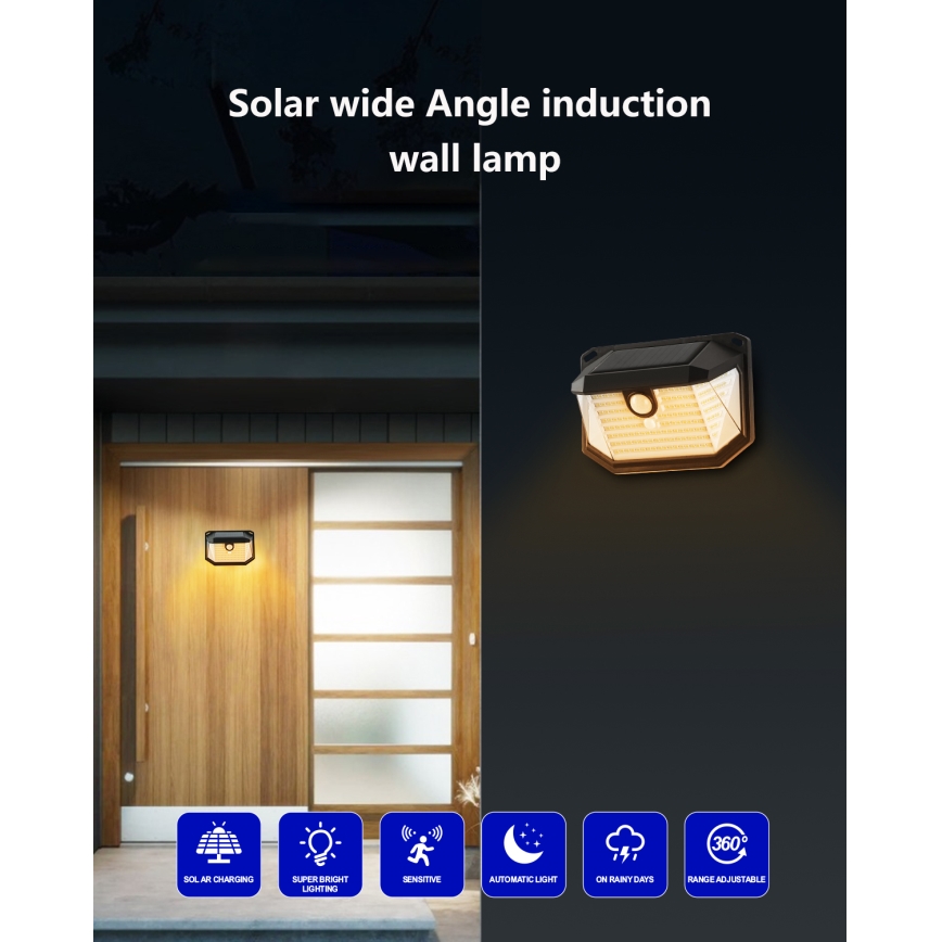 Brilagi - LED-Solarwandleuchte mit Sensor WALLIE LED/4W/5,5V 1200 mAh 3000K IP65