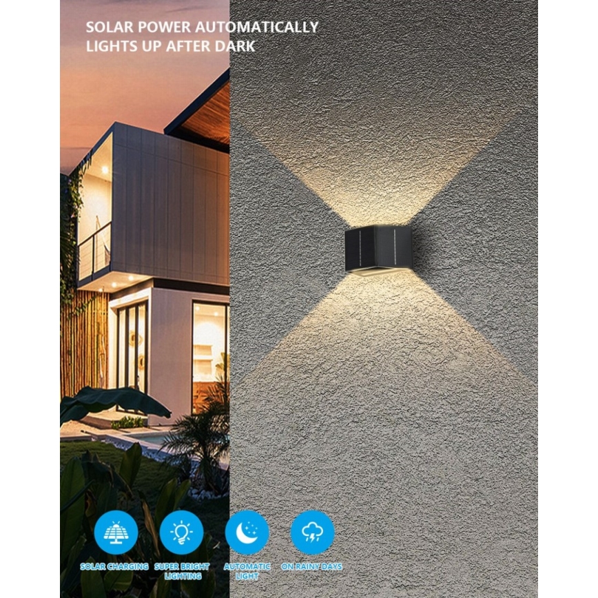 Brilagi - LED-Solarwandleuchte SOLAR CUBE LED/2W/3,2V 1300 mAh IP54