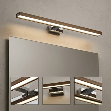 BRILAGI - LED-Spiegelbeleuchtung für das Badezimmer WOODY MIRROR 3v1 LED/15W/230V 80 cm IP44 glänzender Chrom/Eiche Nussbaum