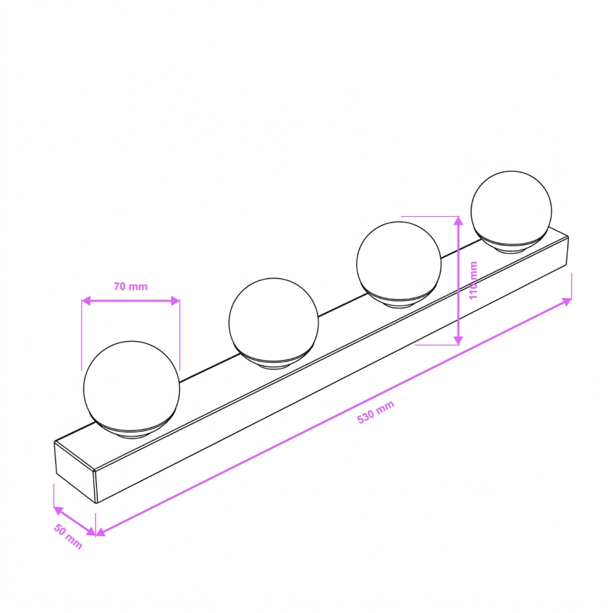 Brilagi - LED Badezimmer-Spiegelleuchte HOLLYWOOD 4xLED/3W/230V 53 cm IP44 gold