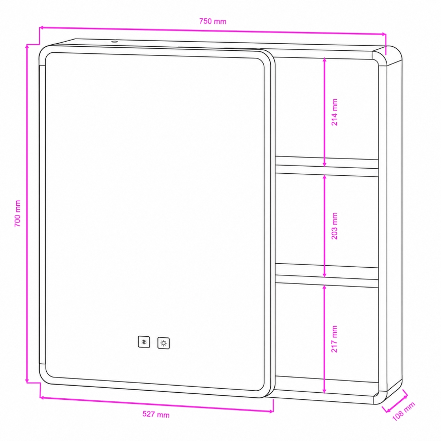BRILAGI - LED-Spiegelschrank mit Hintergrundbeleuchtung AVOLA SINGLE 75x70 cm