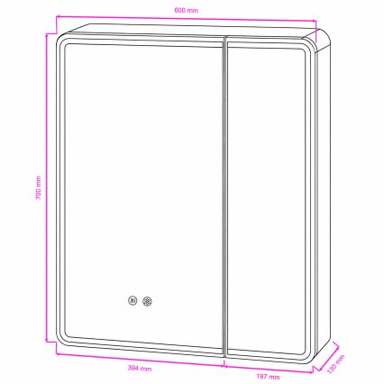 BRILAGI - LED Spiegelschrank mit Hintergrundbeleuchtung NOTO DOUBLE 60x70 cm