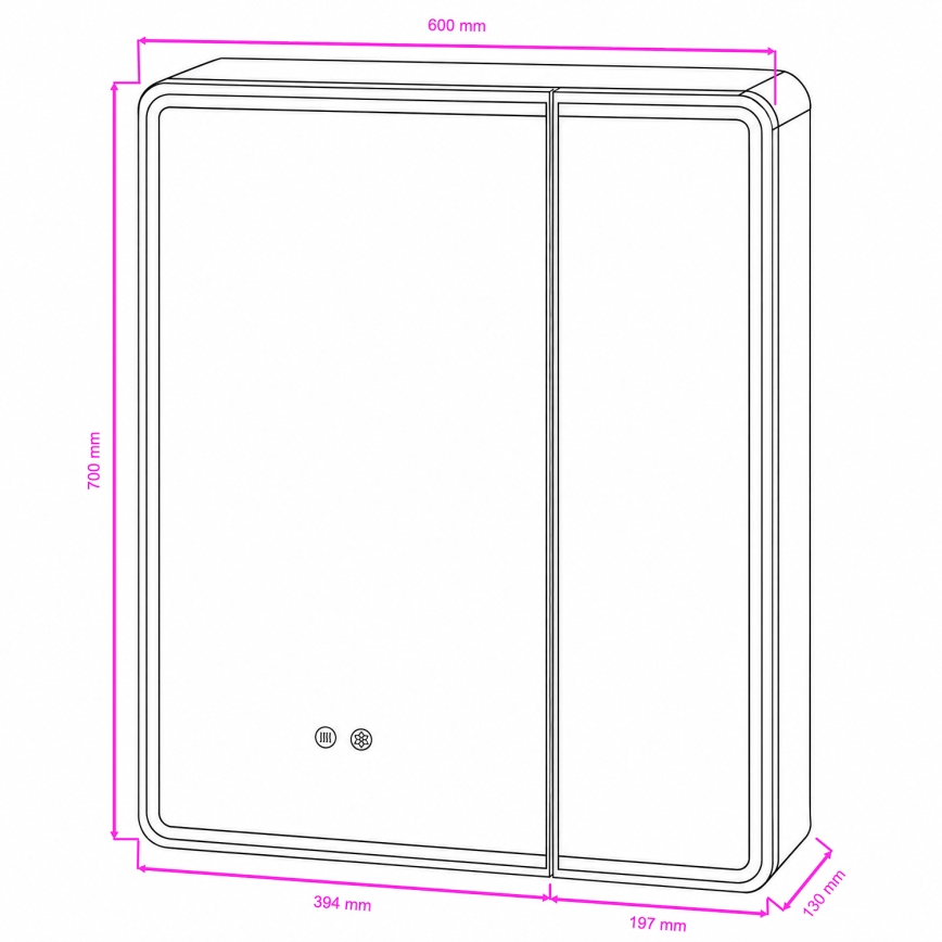 BRILAGI - LED Spiegelschrank mit Hintergrundbeleuchtung NOTO DOUBLE 60x70 cm