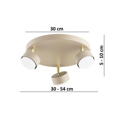 Brilagi - LED-Spotleuchte MONO 3xGX53/30W/230V beige/gold
