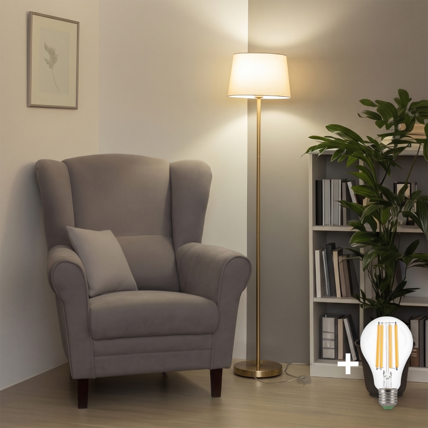 Brilagi - LED-Stehleuchte CERIA 1xE27/20W/230V Ø 30 cm beige/gold