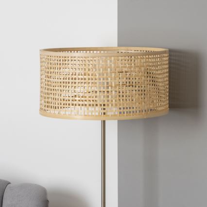 Brilagi - LED-Stehleuchte CERIA 1xE27/40W/230V Ø 40 cm Bambus/mattierter Chrom