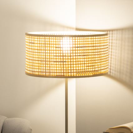 Brilagi - LED-Stehleuchte CERIA 1xE27/40W/230V Ø 40 cm Bambus/mattierter Chrom