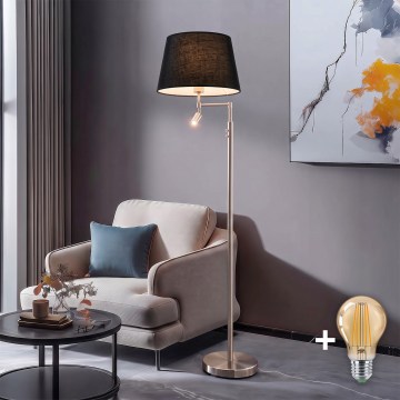 BRILAGI - LED Stehleuchte CERIA 1xE27/60W/230V + LED/2,1W Ø 30 cm mattchrom/schwarz