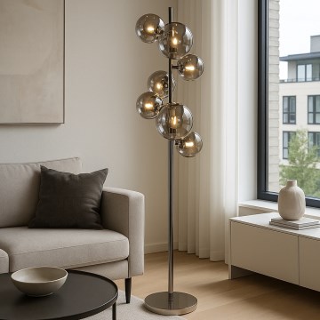 Brilagi - LED-Stehleuchte MILLA 7xG9/3W/230V schwarz-chrom/rauchfarben