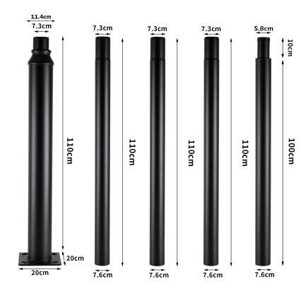 Brilagi - LED-Straßenleuchte mit 5 m Mast URBANSPARK LED/120W/230V, schwarz, IP65