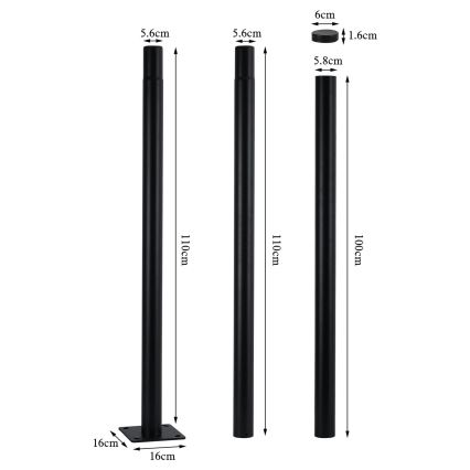 Brilagi - LED-Straßenleuchte mit Mast 3 m URBANSPARK LED/120W/230V schwarz IP65