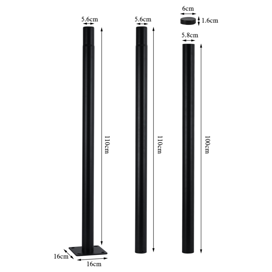 Brilagi - LED-Straßenleuchte mit Mast 3 m URBANSPARK LED/120W/230V schwarz IP65