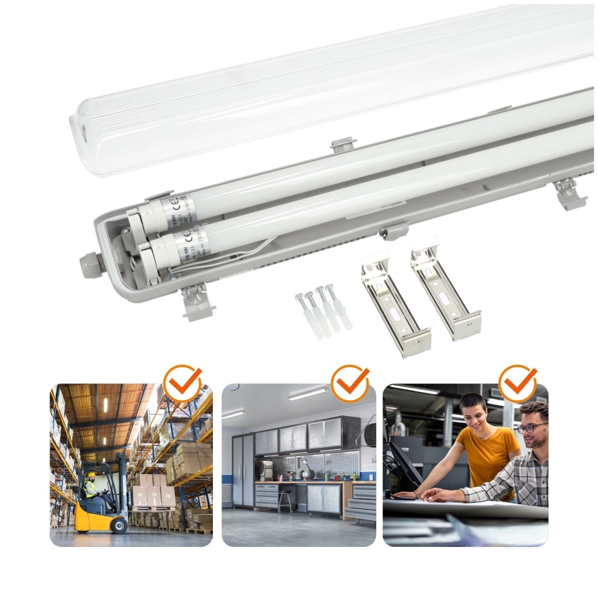 Brilagi - LED-technische, staubdichte Leuchtstoffleuchte OPTIMA T8 2xG13/18W/230V 4000K IP65 128 cm