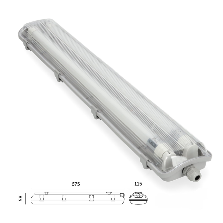 BRILAGI - Technische, staubdichte LED-Leuchtstoffröhrenleuchte OPTIMA T8 2xG13/9W/230V 4000K IP65 67,5 cm