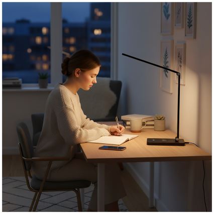 Brilagi - dimmbare LED-Touch-Tischlampe mit kabelloser QI-Ladefunktion MODO CHARGE LED/7W/5V 3000/4000/6000K schwarz