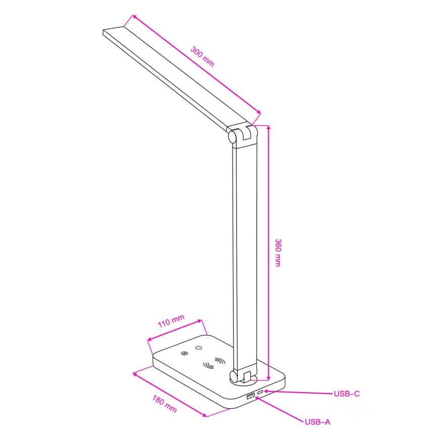 BRILAGI - dimmbare LED-Touch-Tischlampe mit kabelloser QI-Ladefunktion MODO CHARGE LED/7W/5V 3000/4000/6000K schwarz