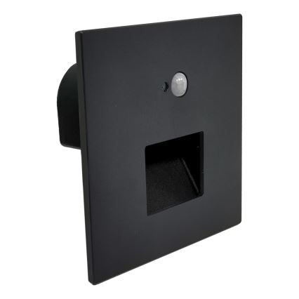 Brilagi - LED-Treppenleuchte mit Bewegungs- und Dämmerungssensor JACK, LED/3W/230V, 3000/4000/6500K, IP65, schwarz
