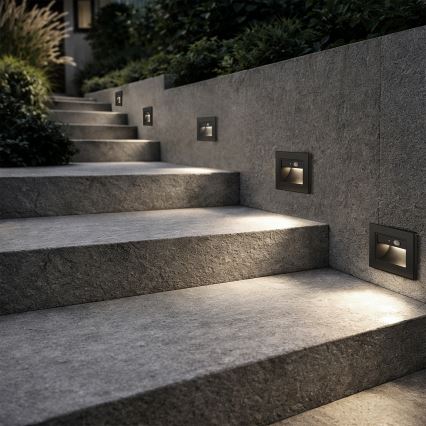 Brilagi - LED Treppenleuchte mit Sensor STEP LIGHT LED/1,5W/230V IP44 schwarz
