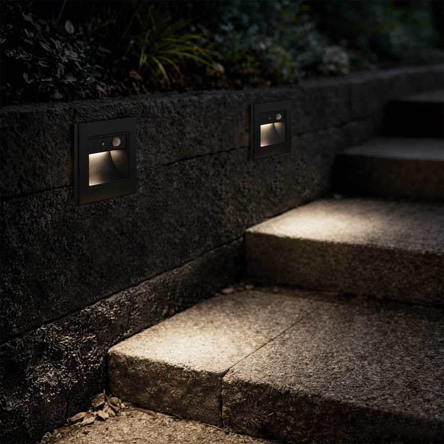 Brilagi - LED Treppenleuchte mit Sensor STEP LIGHT LED/1,5W/230V IP44 schwarz