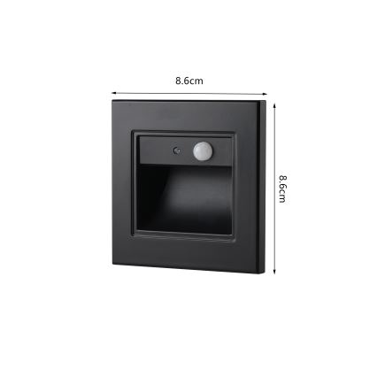 Brilagi - LED Treppenleuchte mit Sensor STEP LIGHT LED/1,5W/230V IP44 schwarz