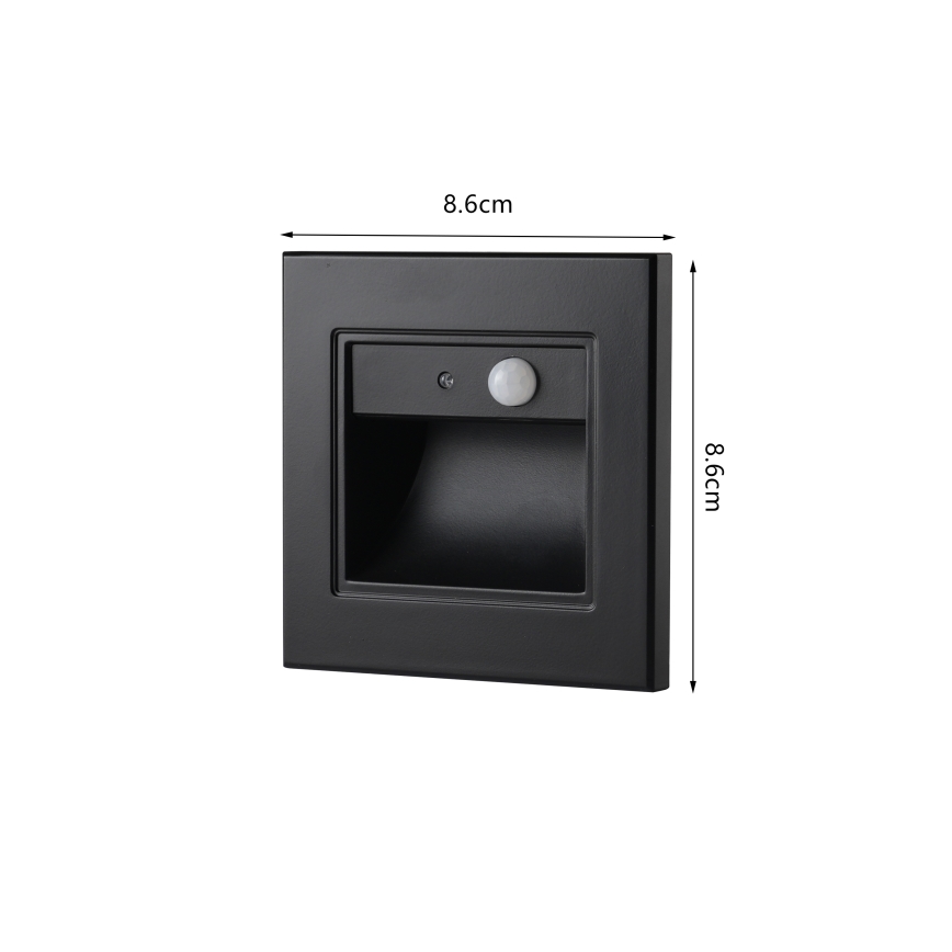 Brilagi - LED Treppenleuchte mit Sensor STEP LIGHT LED/1,5W/230V IP44 schwarz