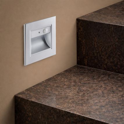 Brilagi - LED Treppenleuchte mit Sensor STEP LIGHT LED/1,5W/230V IP44 silber