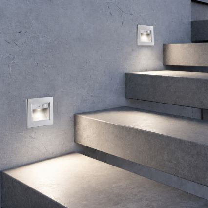 Brilagi - LED Treppenleuchte mit Sensor STEP LIGHT LED/1,5W/230V IP44 silber