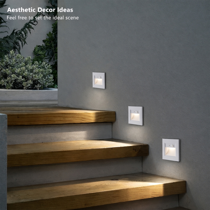 Brilagi - LED Treppenleuchte mit Sensor STEP LIGHT LED/1,5W/230V IP44 weiß