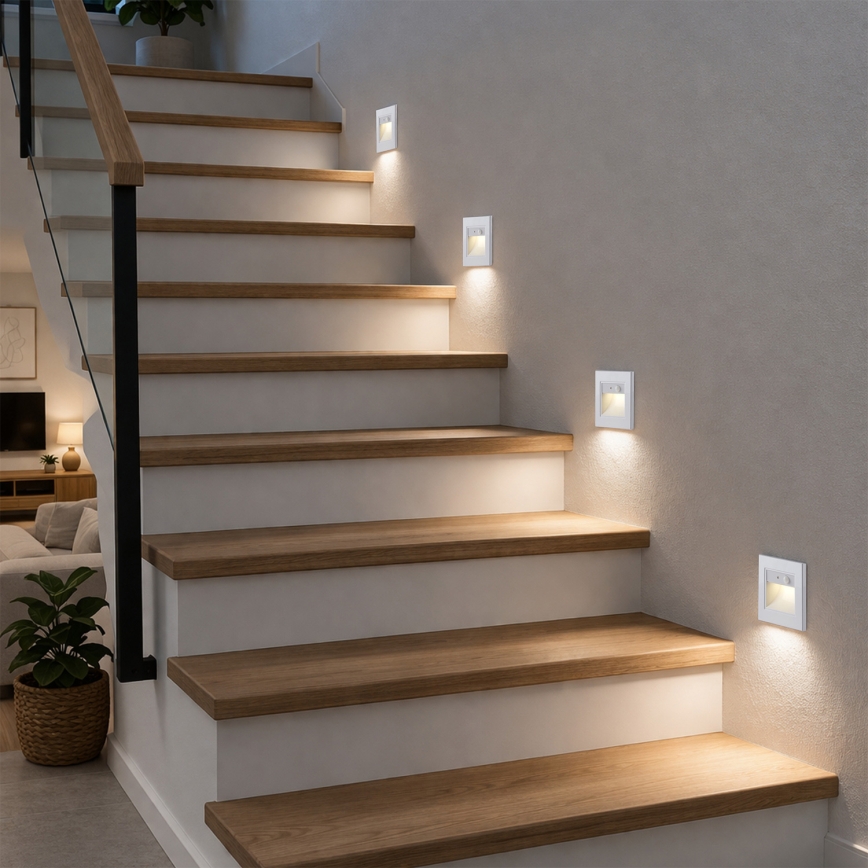 Brilagi - LED Treppenleuchte mit Sensor STEP LIGHT LED/1,5W/230V IP44 weiß