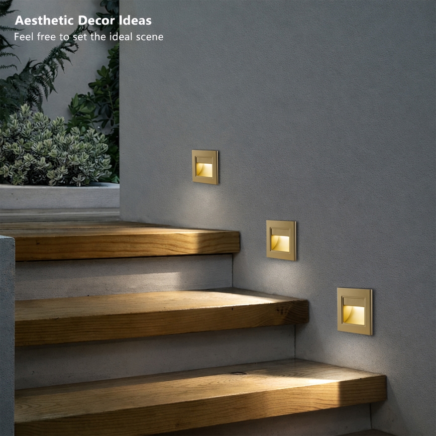 Brilagi - LED-Treppenleuchte STEP LIGHT LED/1,5W/230V IP44 goldfarben
