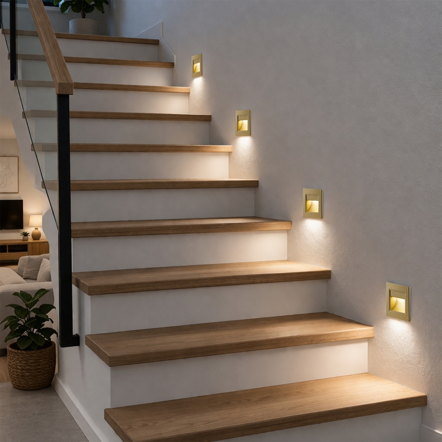Brilagi - LED-Treppenleuchte STEP LIGHT LED/1,5W/230V IP44 goldfarben
