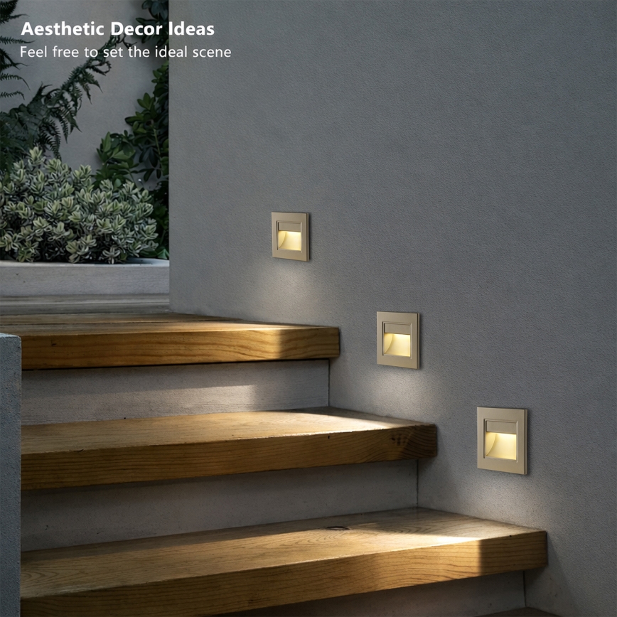 Brilagi - LED-Treppenleuchte STEP LIGHT LED/1,5W/230V IP44 goldfarben