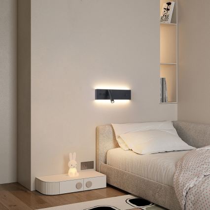 Brilagi - LED-Wandspot mit USB-Anschluss NOCTIS LED/3W/230V + LED/9W schwarz