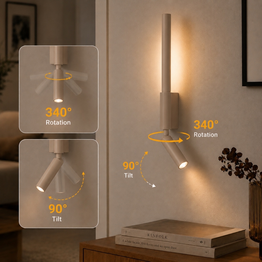 BRILAGI - LED Wand-Spotleuchte VIXON LED/3W/230V + LED/5W beige CRI 90