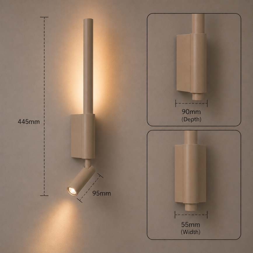 BRILAGI - LED Wand-Spotleuchte VIXON LED/3W/230V + LED/5W beige CRI 90