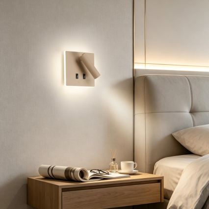 BRILAGI - LED-Wand-Spotleuchte ZAYA DOUBLE LED/8W/230V + LED/3W beige