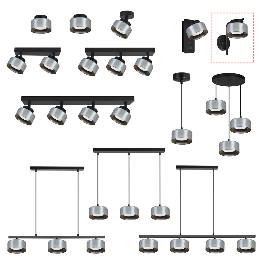 Brilagi - LED Wandleuchte AURA LUX 1xGX53/30W/230V schwarz/rauchfarben