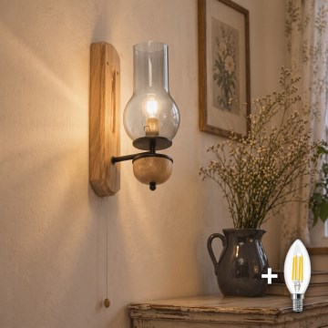BRILAGI - LED-Wandleuchte COTTAGE 1xE14/40W/230V Eiche/rauchgrau