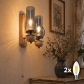 BRILAGI - LED Wandleuchte COTTAGE 2xE14/40W/230V Eiche/rauchgrau