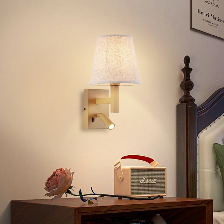 Brilagi - LED-Wandleuchte DEYA 1xE14/40W/230V + LED/3W Flachs/golden