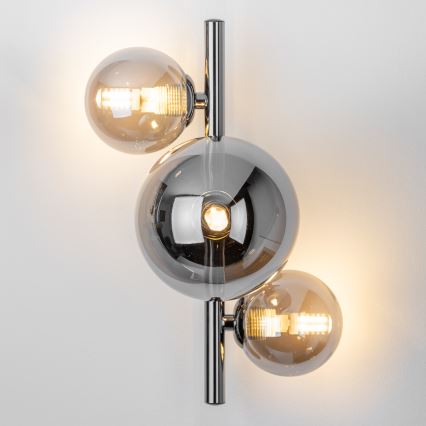 Brilagi - LED-Wandleuchte MILLA 3xG9/3W/230V schwarz-chrom/rauchglas